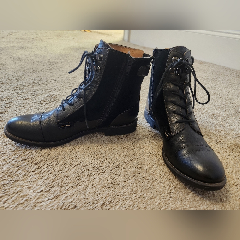 Montana Artisan Suede Black Leather Lace-Up Ankle Boots - Picture 9 of 13